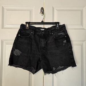 Black Distressed Denim Shorts